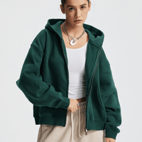 Unisex Heavyweight Boxy Cropped Fleece Zip-Up Hoodie (380GSM)