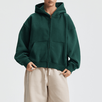 Unisex Heavyweight Boxy Cropped Fleece Zip-Up Hoodie (380GSM)