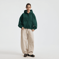 Unisex Heavyweight Boxy Cropped Fleece Zip-Up Hoodie (380GSM)