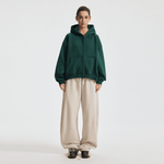 Unisex Heavyweight Boxy Cropped Fleece Zip-Up Hoodie (380GSM)