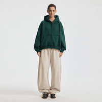Unisex Heavyweight Boxy Cropped Fleece Zip-Up Hoodie (380GSM)
