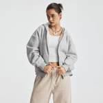 Unisex Heavyweight Boxy Cropped Fleece Zip-Up Hoodie (380GSM)