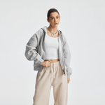Unisex Heavyweight Boxy Cropped Fleece Zip-Up Hoodie (380GSM)