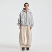 Unisex Heavyweight Boxy Cropped Fleece Zip-Up Hoodie (380GSM)