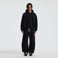 Unisex Heavyweight Boxy Cropped Fleece Zip-Up Hoodie (380GSM)