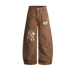 Washed Curved Blade Denim Jeans