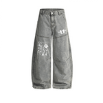 Washed Curved Blade Denim Jeans