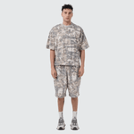 Unisex Heavyweight Cropped Camouflage Tree Print T-Shirt (270GSM)