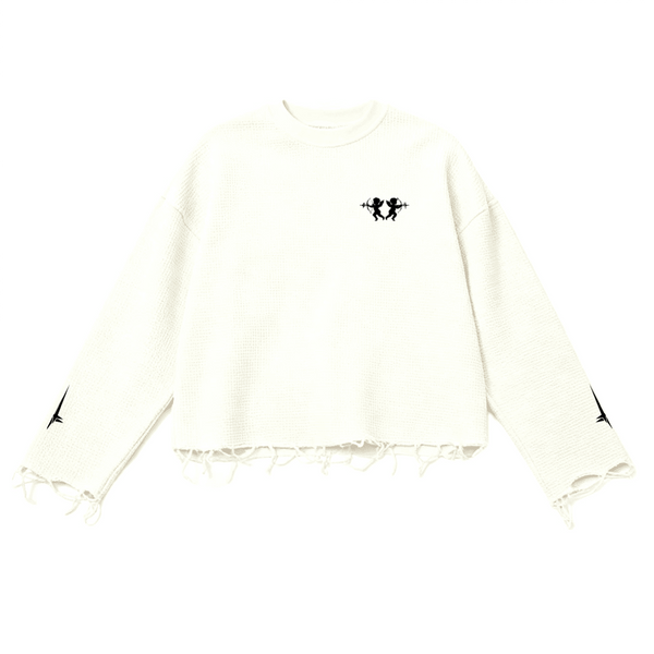 Waffle Cropped Long-Sleeve Shirt