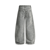 Washed Curved Blade Denim Jeans