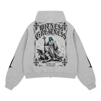 Unisex Heavyweight Boxy Cropped Fleece Zip-Up Hoodie (380GSM)