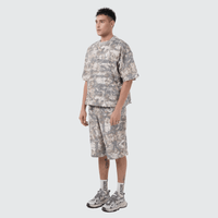 Unisex Heavyweight Cropped Camouflage Tree Print T-Shirt (270GSM)