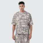 Unisex Heavyweight Cropped Camouflage Tree Print T-Shirt (270GSM)