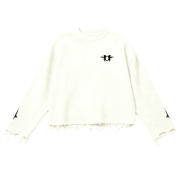 Waffle Cropped Long-Sleeve Shirt