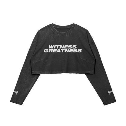 Women's Raw Hem Long Sleeve Crop Top